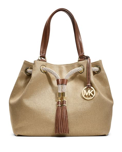 michael kors marina striped bag|Michael Kors marina gold tote.